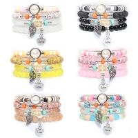 Wrap Bracelets, Resin, with Glass Beads & Zinc Alloy, Leaf, plated, 4 pieces & Bohemian style & for woman 6-10mm, Inner Approx 50mm 