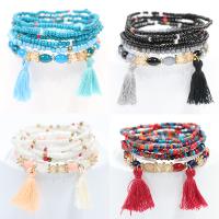 Wrap Bracelets, Resin, with Lampwork & Acrylic, plated, 6 pieces & Bohemian style & Unisex 8mm, 6mm, 3mm Approx 7 Inch 