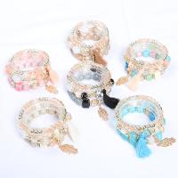 Wrap Bracelets, Resin, with Lampwork & Copper Coated Plastic & Zinc Alloy & Acrylic, plated, three pieces & Bohemian style & for woman 6-14mm, Inner Approx 50mm 