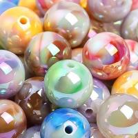 Plating Acrylic Beads, Round, DIY, mixed colors, 15.5mm Approx 2.3mm 
