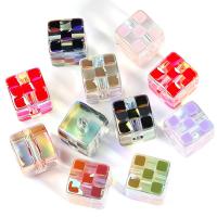 Plating Acrylic Beads, Square, DIY, mixed colors, 13.7mm Approx 3.6mm [