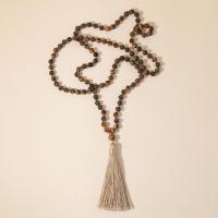 Fashion Fringe Necklace, Tiger Eye, with Knot Cord, Tassel, vintage & fashion jewelry & Unisex, mixed colors, 6mm,85mm Approx 86 cm 