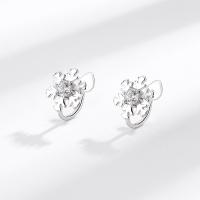 Cubic Zirconia Micro Pave Sterling Silver Earring, 925 Sterling Silver, Snowflake, fashion jewelry & micro pave cubic zirconia & for woman 