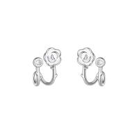 Cubic Zirconia Micro Pave Sterling Silver Earring, 925 Sterling Silver, Common Camelia, fashion jewelry & micro pave cubic zirconia & for woman 