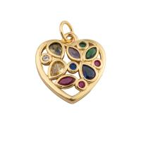 Cubic Zirconia Micro Pave Brass Pendant, Heart, fashion jewelry & micro pave cubic zirconia & for woman, golden Approx 1mm 