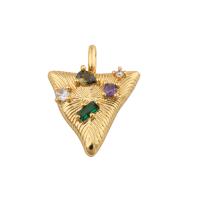Cubic Zirconia Micro Pave Brass Pendant, Triangle, fashion jewelry & micro pave cubic zirconia & for woman, golden Approx 1mm 