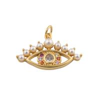 Cubic Zirconia Micro Pave Brass Pendant, with Plastic Pearl, fashion jewelry & micro pave cubic zirconia & for woman, golden Approx 1mm 