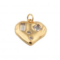 Cubic Zirconia Micro Pave Brass Pendant, Heart, fashion jewelry & micro pave cubic zirconia & for woman, golden Approx 1mm 