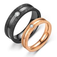 Couple Finger Rings, 304 Stainless Steel, Vacuum Ion Plating, Unisex & with rhinestone 