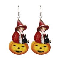 Wood Drop Earring, with Iron, Halloween Jewelry Gift & for woman, 90mm [