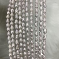 Perles d'eau douce de culture de riz, perle d'eau douce cultivée, DIY, gris, 4-5mm Environ 37 cm, Vendu par brin