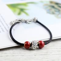 Porcelain Bracelets, Zinc Alloy, with Porcelain & Wax Cord, handmade, Adjustable & fashion jewelry & for woman Approx 19 cm [