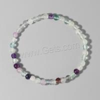 Gemstone Necklaces, Colorful Fluorite, with Elastic Thread, Round, fashion jewelry & Unisex, mixed colors, 4mm, Inner Approx 54.1mm 