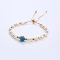 Gemstone Pearl Bracelets, Brass, with Gemstone & Freshwater Pearl, plated, fashion jewelry cm [