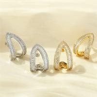 Cubic Zirconia Micro Pave Brass Earring, with Cubic Zirconia, fashion jewelry & for woman & with rhinestone 