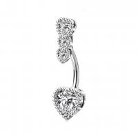 Stainless Steel Belly Ring, 316L Stainless Steel, fashion jewelry & micro pave cubic zirconia, 1.6u00d710mm [