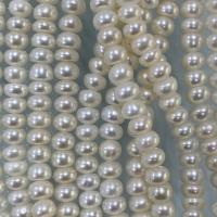 Naturales agua dulce perlas sueltas, Perlas cultivadas de agua dulce, Redondo aplanado, Bricolaje, Blanco, 5-6mm, longitud:aproximado 37 cm, Vendido por Sarta[