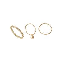 Brass Ring Set, real gold plated, three pieces & fashion jewelry & micro pave cubic zirconia & for woman, golden 
