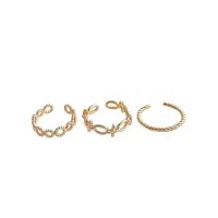 Латунь кольцо Установить, плакированный настоящим золотом, три части & ювелирные изделия моды & Женский, Золотой, 17mm, продается указан