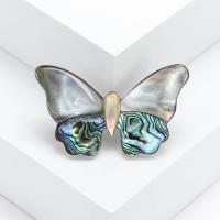 Shell Brooch, with Zinc Alloy, Butterfly, silver color plated, fashion jewelry & Unisex, mixed colors 