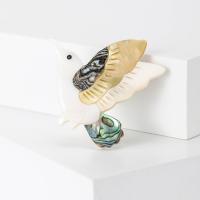 Shell Brooch, with Zinc Alloy, Bird, silver color plated, fashion jewelry & Unisex, mixed colors 