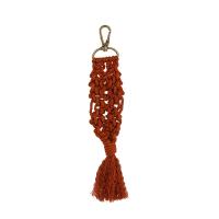 Fabric Key Chain, Cotton Cord, with Zinc Alloy, antique bronze color plated, Bohemian style & for woman 