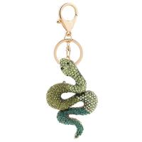 Rhinestone Zinc Alloy Key Chain, Snake, gold color plated, Unisex & with rhinestone [