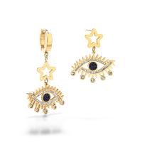 Evil Eye Earrings, Titanium Steel, plated, micro pave cubic zirconia & for woman 