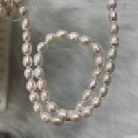 Perles d'eau douce de culture de riz, perle d'eau douce cultivée, DIY, blanc, 6-6.5mm Environ 37 cm, Vendu par brin
