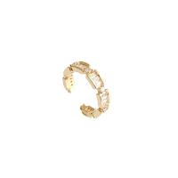 Cubic Zirconia Micro Pave Brass Finger Ring, real gold plated, fashion jewelry & micro pave cubic zirconia & for woman, golden, 17mm 
