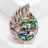 Shell Brooch, Zinc Alloy, with Abalone Shell, Peacock, gold color plated, vintage & fashion jewelry & Unisex & with rhinestone, multi-colored 