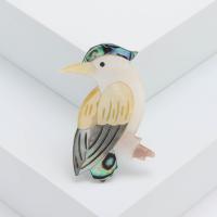 Shell Brooch, with Zinc Alloy, Parrot, silver color plated, vintage & fashion jewelry & Unisex, mixed colors 