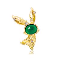 Resin Brooch, Zinc Alloy, with Resin & Plastic Pearl, Rabbit, gold color plated, fashion jewelry & for woman & with rhinestone 
