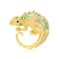 Resin Brooch, Zinc Alloy, with Resin, Chameleon, plated, vintage & fashion jewelry & Unisex & with rhinestone 