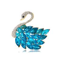 Crystal Brooch, Zinc Alloy, with Crystal, Swan, plated, fashion jewelry & for woman & with rhinestone 