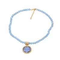 Resin Jewelry Sets, Zinc Alloy, with Resin & Acrylic, with 2.79inch extender chain, fashion jewelry & for woman & with rhinestone, blue Approx 23.5 Inch 