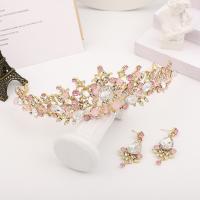 Bridal Tiaras, Zinc Alloy, crown & earring, 2 pieces & for woman & with rhinestone Inner Approx 140mm 