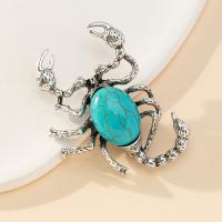 Gemstone Brooch, Zinc Alloy, with Gemstone, Scorpion, antique silver color plated, Unisex 