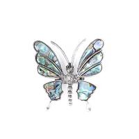 Shell Brooch, Zinc Alloy, with Abalone Shell, Butterfly, antique silver color plated, for woman 