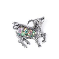 Shell Brooch, Zinc Alloy, with Shell, Sheep, antique silver color plated, for woman 