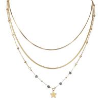 Fashion Multi Layer Necklace, 304 Stainless Steel, with Resin, Star, 14K gold plated, three layers & for woman Approx 14.6 Inch, Approx  16.1 Inch, Approx  17.7 Inch 