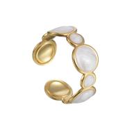 Enamel Stainless Steel Finger Ring, 304 Stainless Steel, Round, gold color plated, adjustable & for woman, 8mm, US Ring 