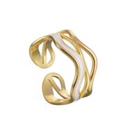 Esmalte de acero inoxidable anillo de dedo, acero inoxidable 304, chapado en color dorado, ajustable & para mujer, 10mm, tamaño:8, Vendido por UD