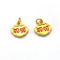 Zinc Alloy Jewelry Pendants, Longevity Lock, gold color plated, DIY & enamel, red Approx 