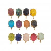 Gemstone Stud Earring, metal, con Piedra natural, chapado en color dorado, Joyería & para mujer, más colores para la opción, 8x10mm, Vendido por Par