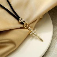 Cubic Zircon Micro Pave Brass Necklace, with Nylon Cord, Cross, plated, fashion jewelry & micro pave cubic zirconia cm 