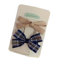 Alligator Hair Clip, Polyester and Cotton, with Iron, Bowknot, 2 pieces & for children, mixed colors, 60mm [