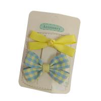 Alligator Hair Clip, Polyester and Cotton, with Iron, Bowknot, 2 pieces & for children, mixed colors, 60mm [