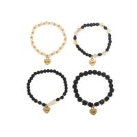 Glass Pearl Zinc Alloy Bracelets, with Glass Beads, gold color plated, Bohemian style & for woman Inner Approx 50mm 