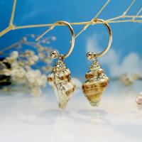 Freshwater Shell Earring, Zinc Alloy, with Shell & Plastic, Conch, gold color plated, fashion jewelry & for woman [